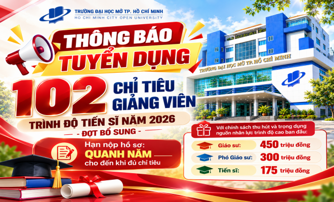 THÔNG BÁO: Tuyển dụng Giảng viên cơ hữu trình độ Tiến sĩ- Năm 2026 - Đợt bổ sung